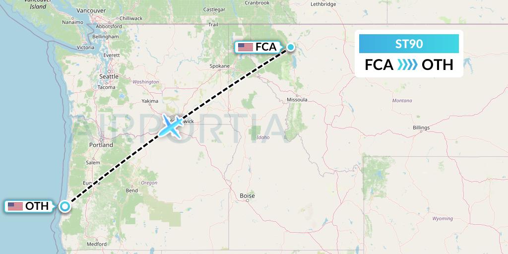 ST90 Air Thanlwin Flight Map: Kalispell to North Bend