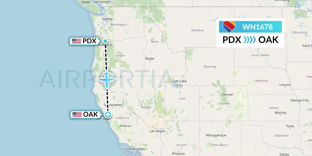 WN1678 Southwest Airlines Flight Map: Portland to Oakland