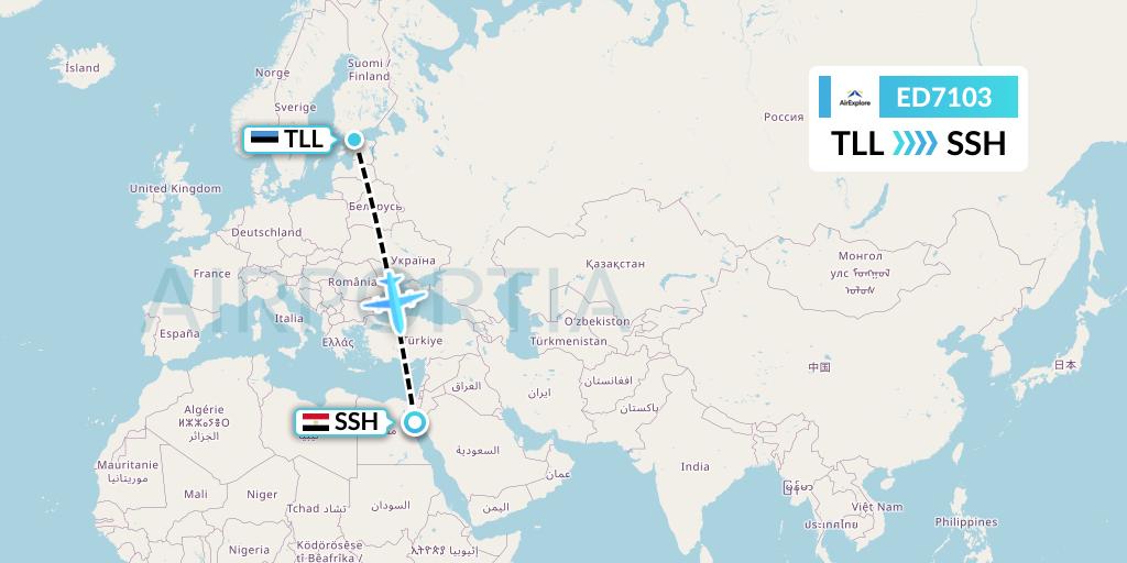 ED7103 AirExplore Flight Map: Tallinn to Sharm el-Sheikh