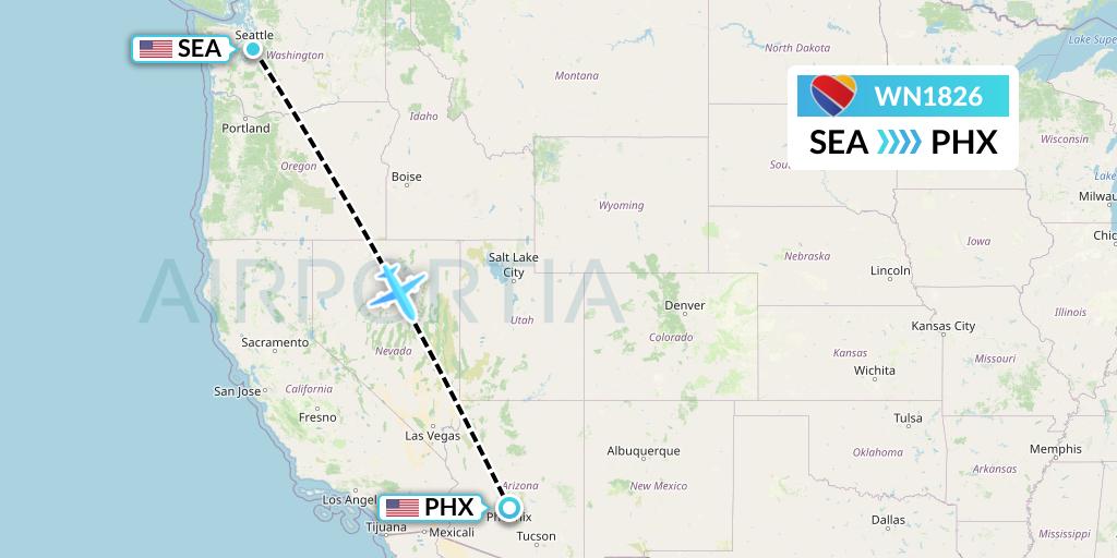 WN1826 Southwest Airlines Flight Map: Seattle to Phoenix