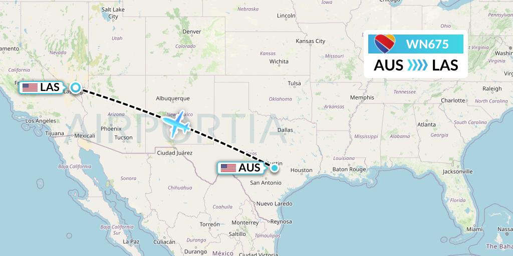 WN675 Southwest Airlines Flight Map: Austin to Las Vegas