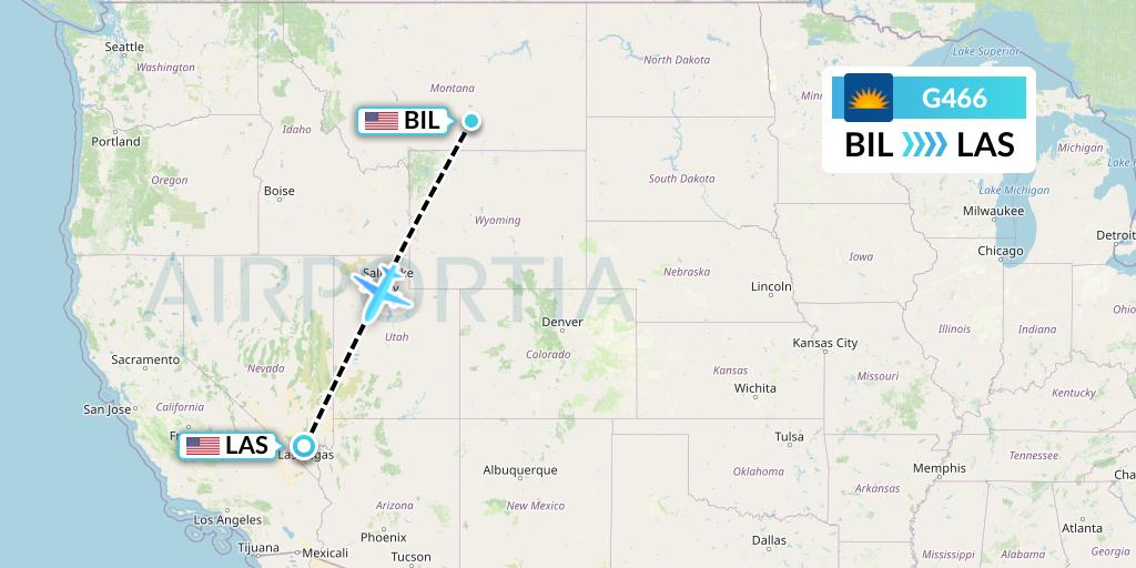 G466 Allegiant Air Flight Map: Billings to Las Vegas