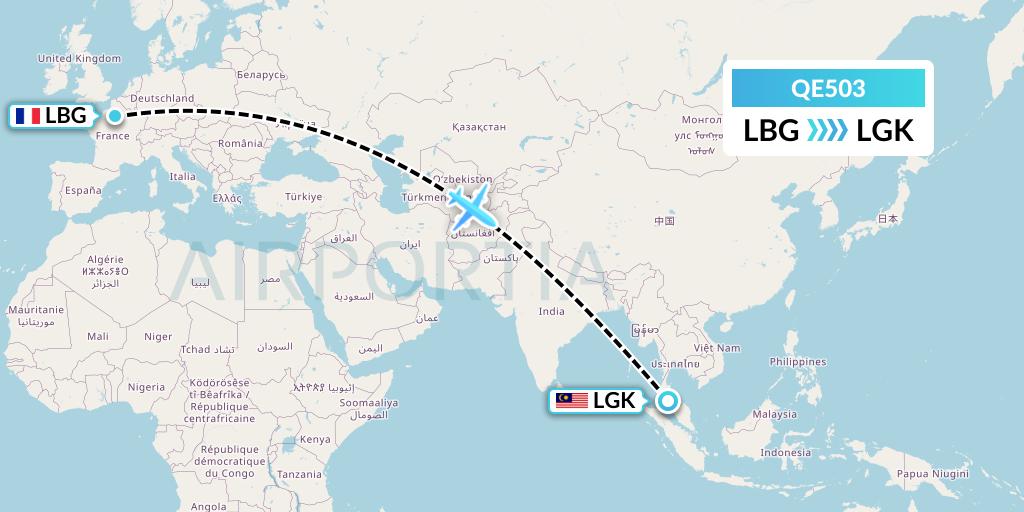 QE503 Air Moorea Flight Map: Paris to Langkawi