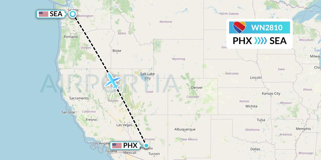WN2810 Southwest Airlines Flight Map: Phoenix to Seattle