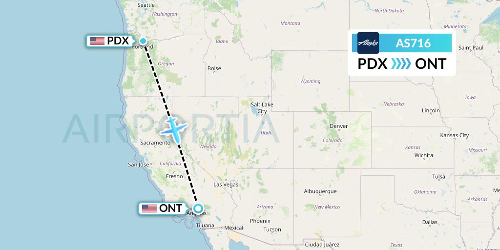 AS716 Alaska Airlines Flight Map: Portland to Ontario