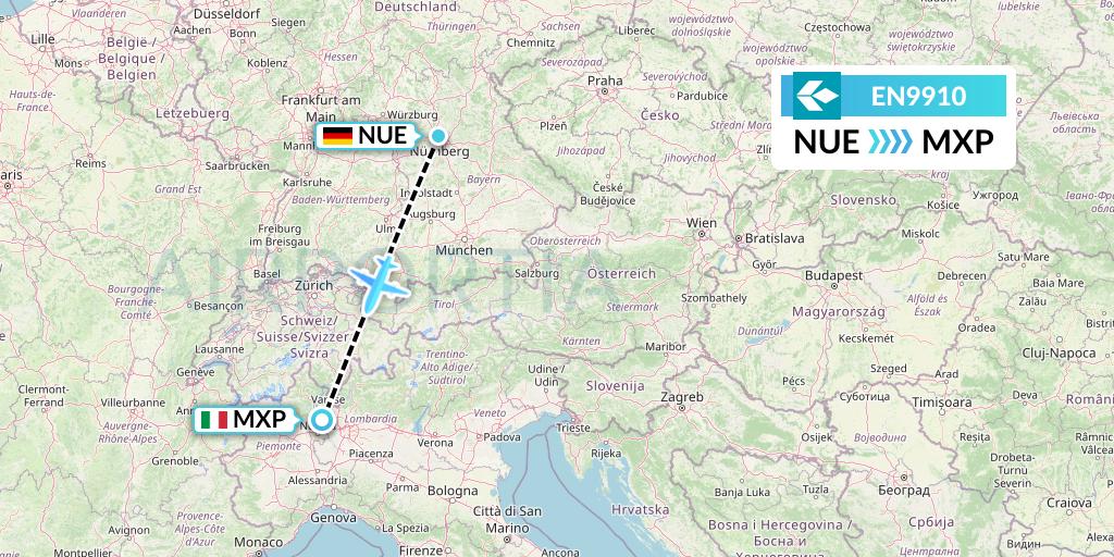 EN9910 Air Dolomiti Flight Map: Nurnberg to Milan