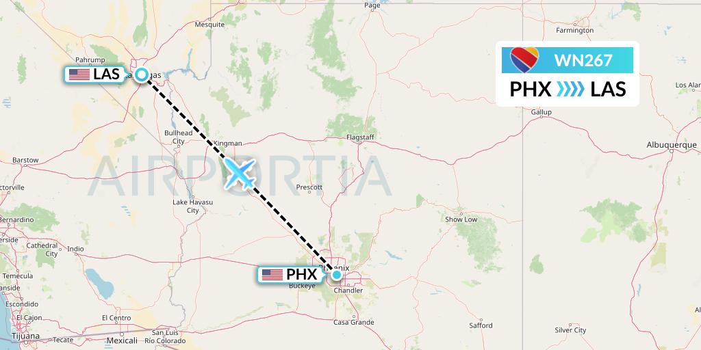 WN267 Southwest Airlines Flight Map: Phoenix to Las Vegas