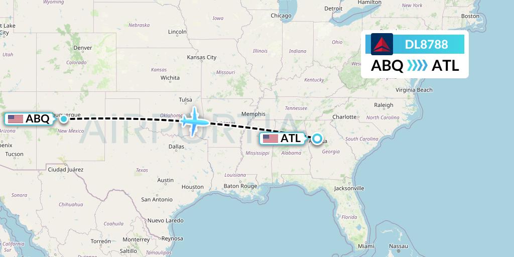 DL8788 Delta Air Lines Flight Map: Albuquerque to Atlanta