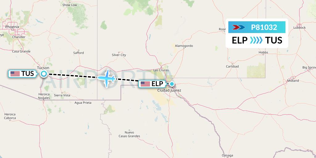 P81032 Sprint Air Flight Map: El Paso to Tucson