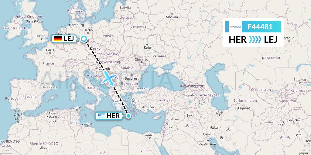 F44481 Air Flamenco Flight Map: Heraklion to Leipzig