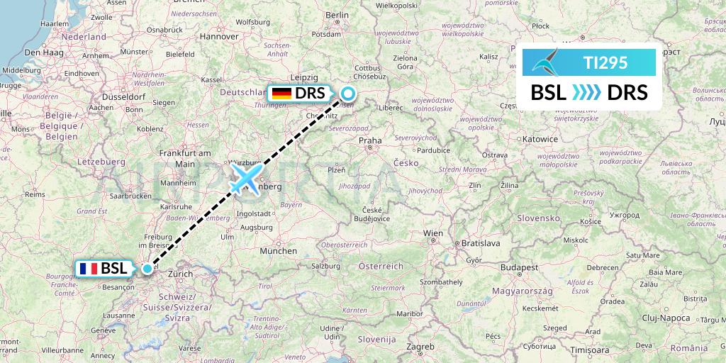 TI295 Tailwind Airlines Flight Map: Basel to Dresden