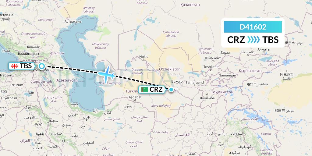 D41602 Dart Flight Map: Turkmenabat to Tbilisi