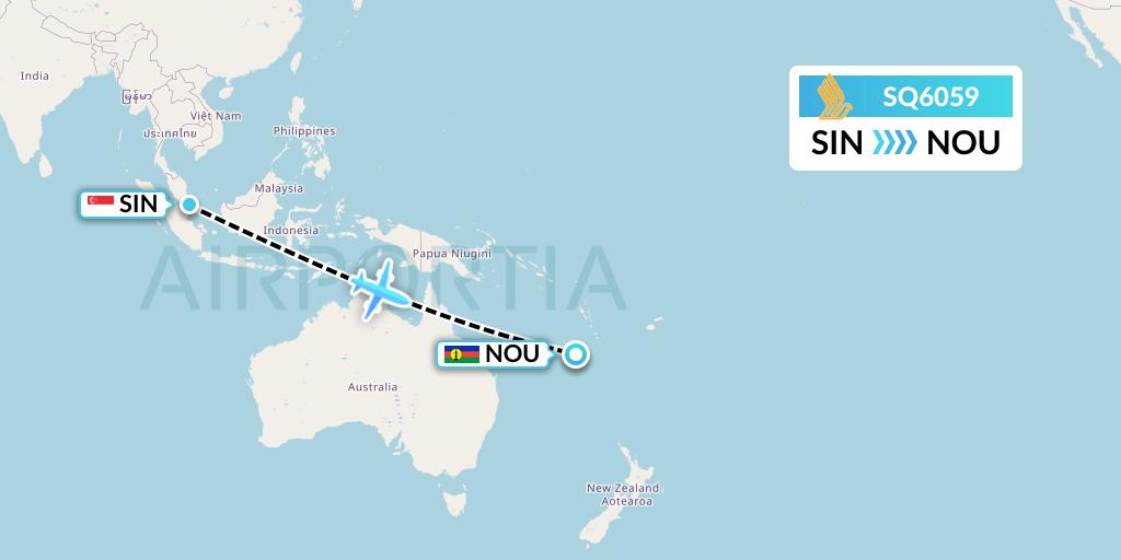 SQ6059 Flight Status Singapore Airlines: Singapore to Noumea (SIA6059)