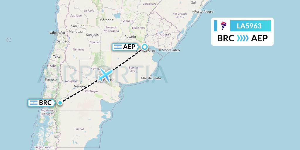 LA5963 LAN Airlines Flight Map: San Carlos de Bariloche to Buenos Aires