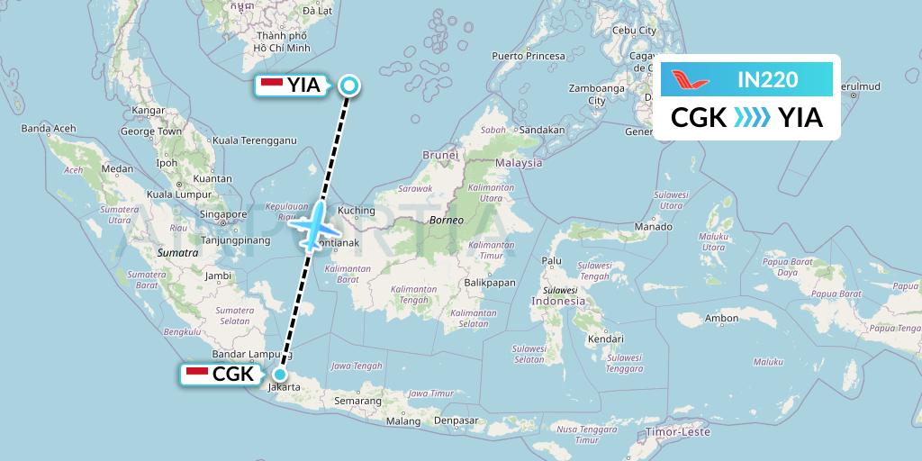 IN220 NAM Air Flight Map: Jakarta to Yogyakarta