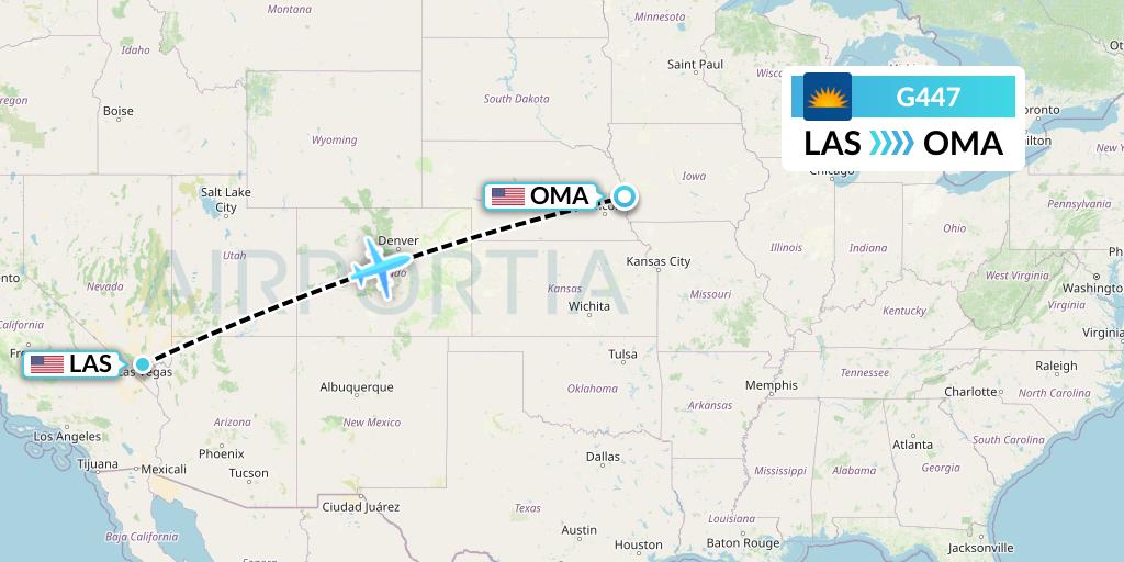 G447 Allegiant Air Flight Map: Las Vegas to Omaha