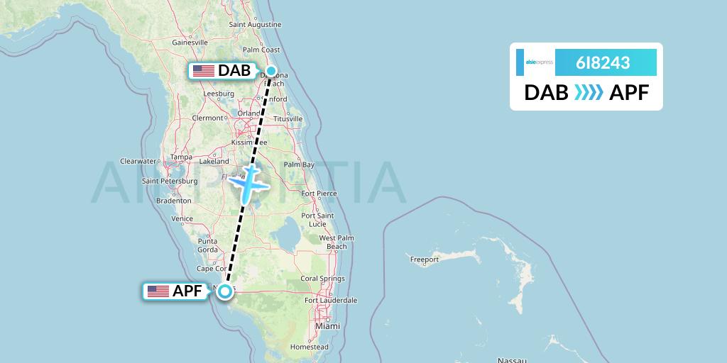 6I8243 Air Alsie Flight Map: Daytona Beach to Naples