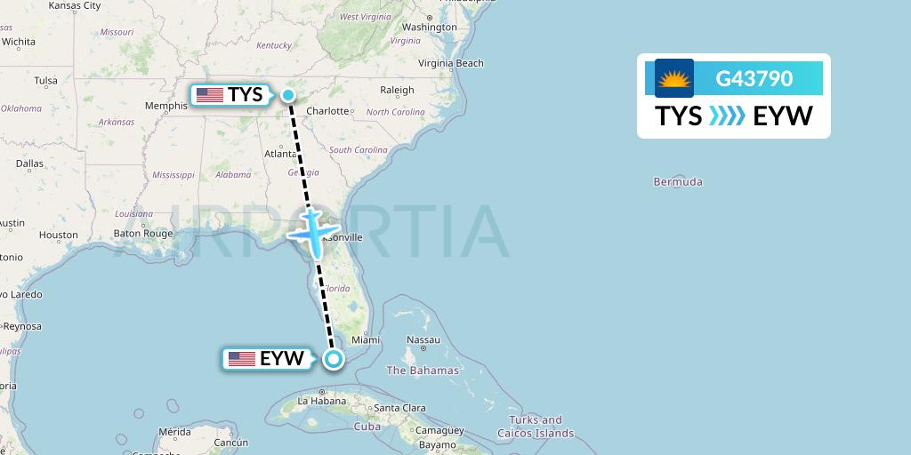 G43790 Allegiant Air Flight Map: Knoxville to Key West