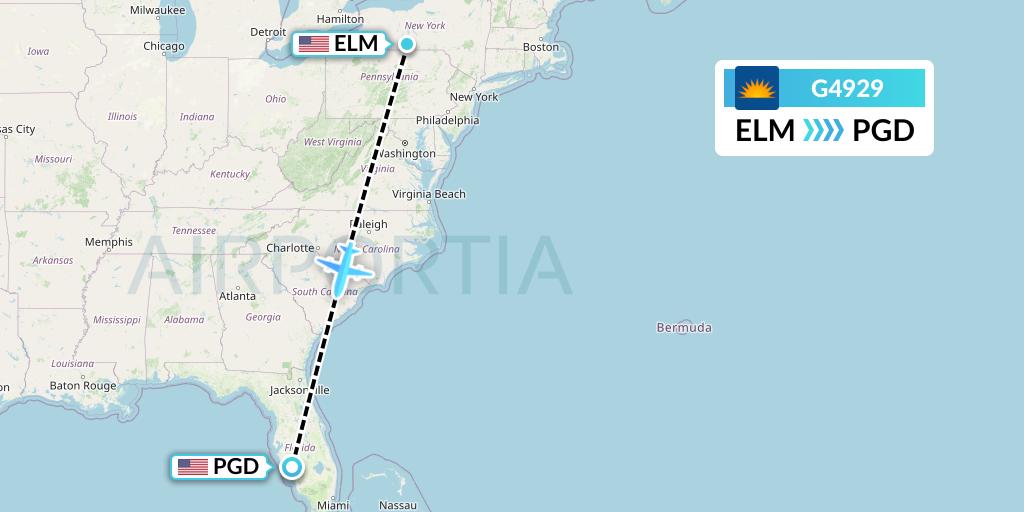 G4929 Allegiant Air Flight Map: Elmira to Punta Gorda