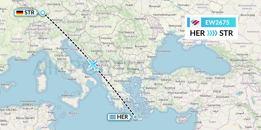 EW2675 Eurowings Flight Map: Heraklion to Stuttgart