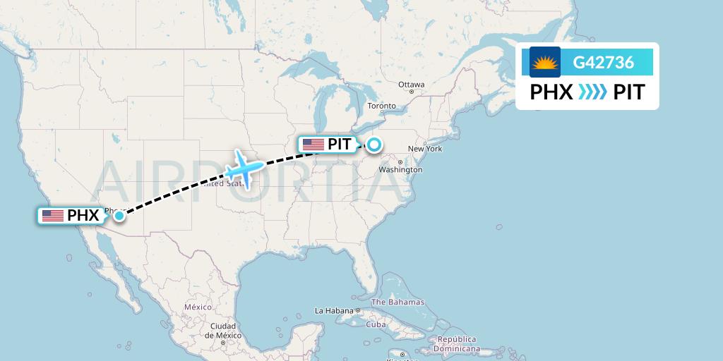 G42736 Allegiant Air Flight Map: Phoenix to Pittsburgh