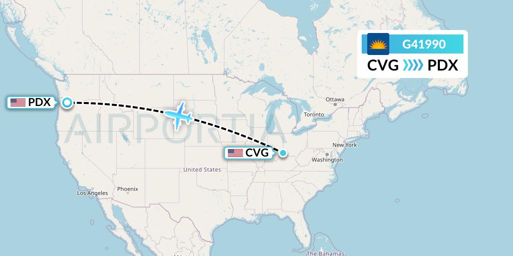 G41990 Allegiant Air Flight Map: Cincinnati to Portland