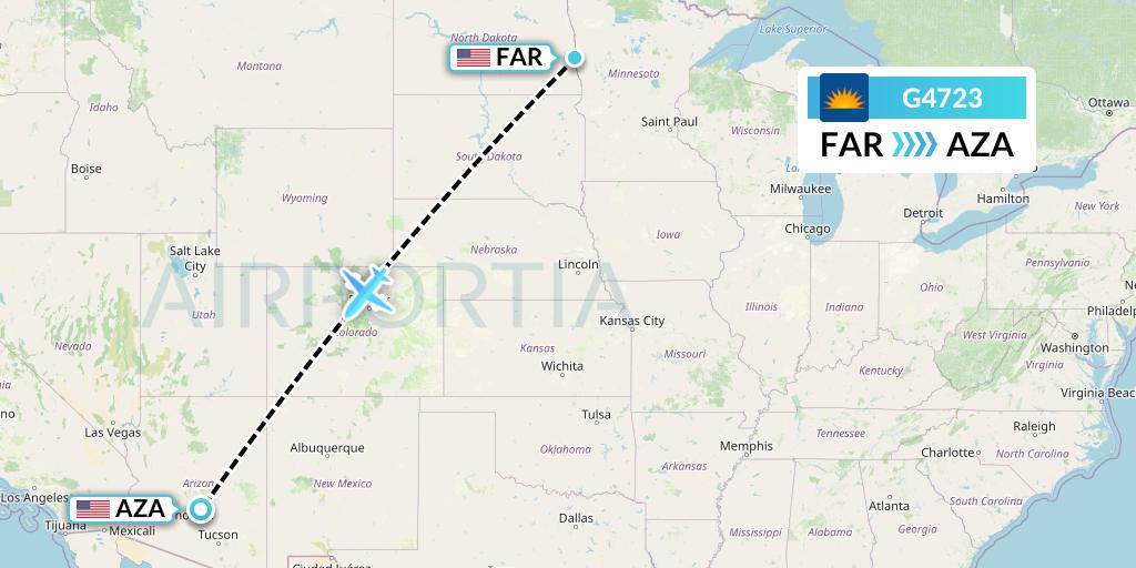 G4723 Allegiant Air Flight Map: Fargo to Phoenix