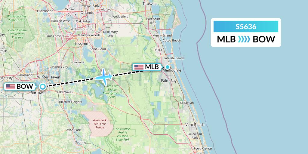 S5636 Star Air Flight Map: Melbourne to Bartow