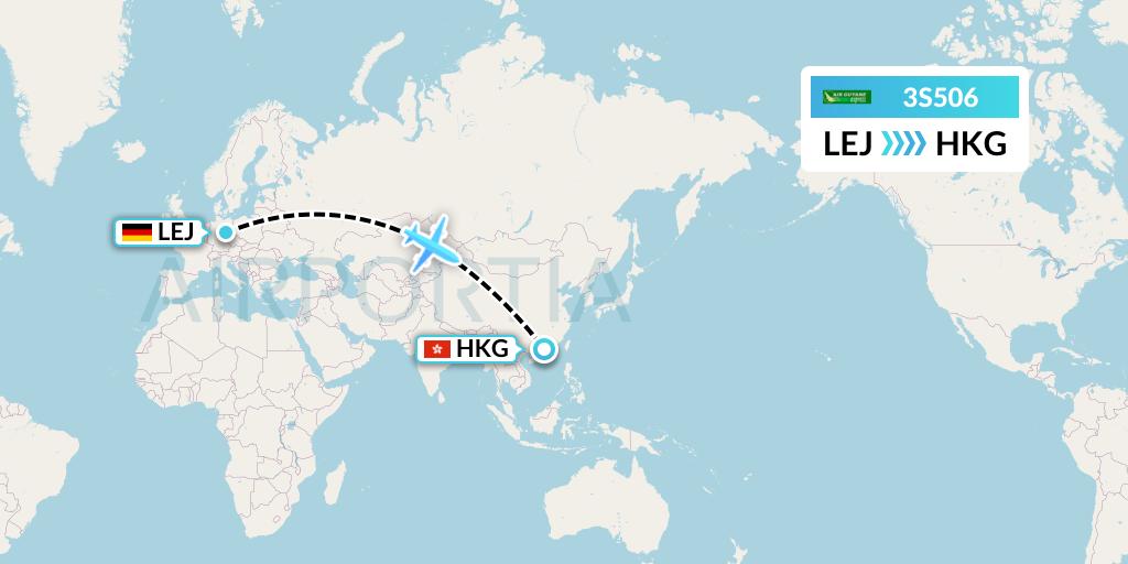 3S506 Air Antilles Express Flight Map: Leipzig to Hong Kong