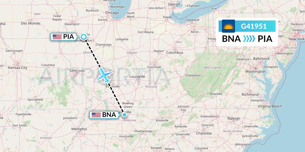 G41951 Allegiant Air Flight Map: Nashville to Peoria