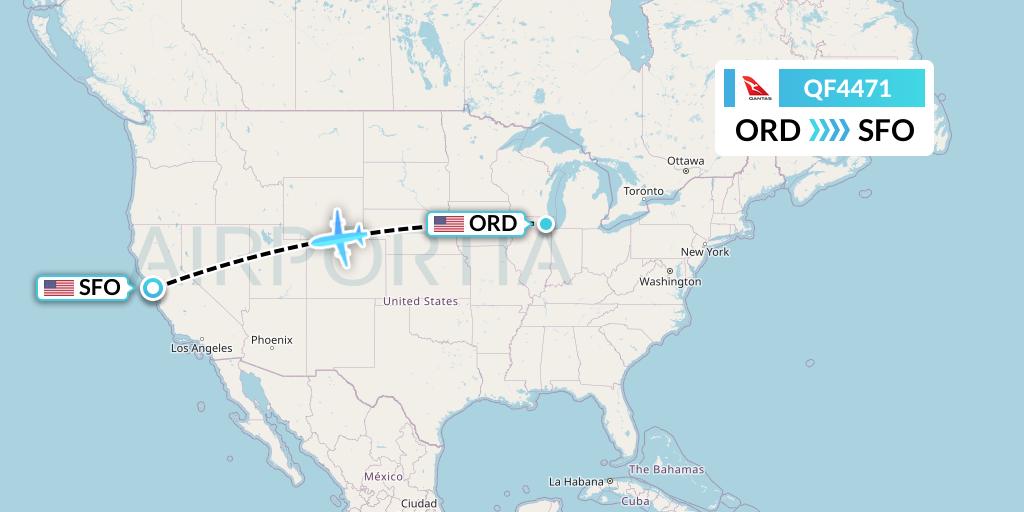QF4471 Qantas Flight Map: Chicago to San Francisco