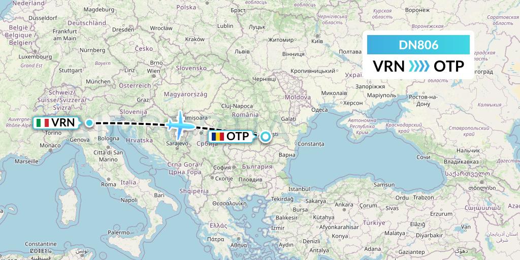 DN806 Aerodespachos de El Salvador Flight Map: Verona to Bucharest