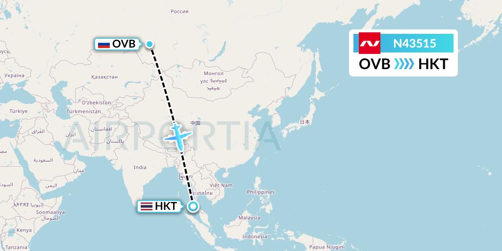 N43515 Nordwind Airlines Flight Map: Novosibirsk to Phuket
