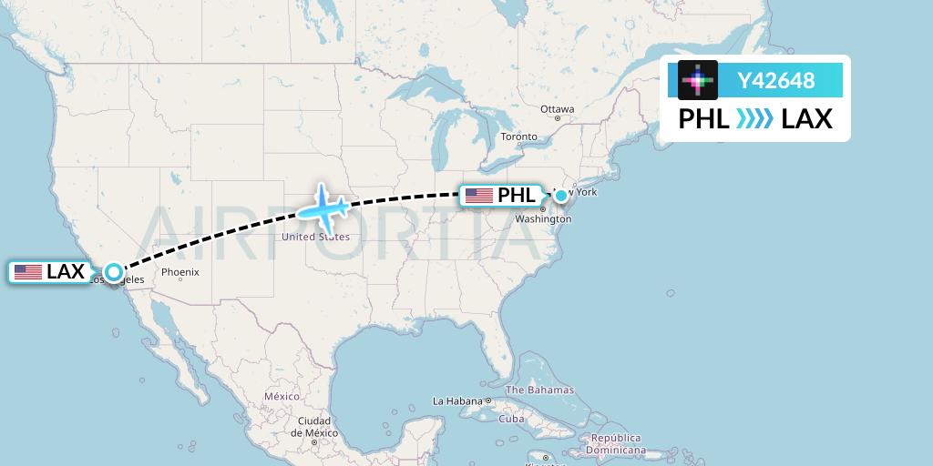 Y42648 Volaris Flight Map: Philadelphia to Los Angeles