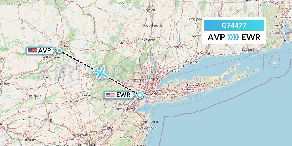 G74477 GoJet Flight Map: Avoca to New York
