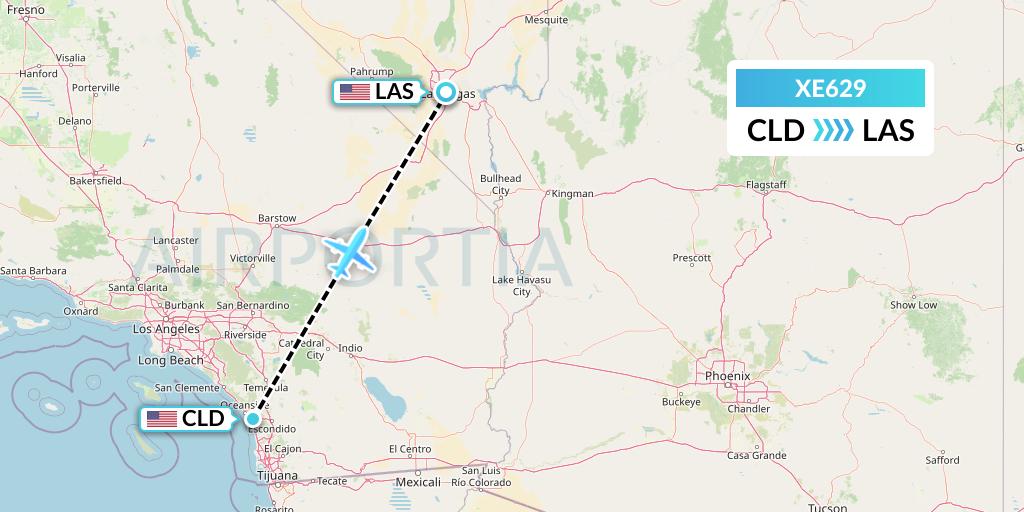 XE629 Jsx Flight Map: San Diego to Las Vegas