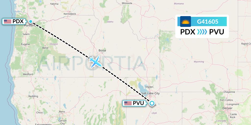 G41605 Allegiant Air Flight Map: Portland to Provo