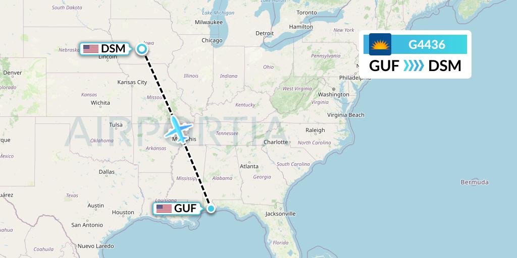 G4436 Allegiant Air Flight Map: Gulf Shores to Des Moines