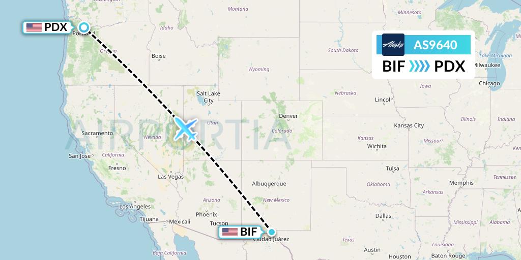 AS9640 Alaska Airlines Flight Map: Fort Bliss-El Paso to Portland