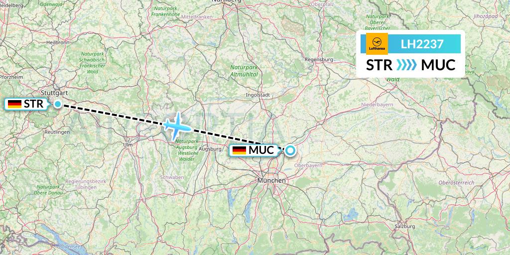 LH2237 Lufthansa Flight Map: Stuttgart to Munich