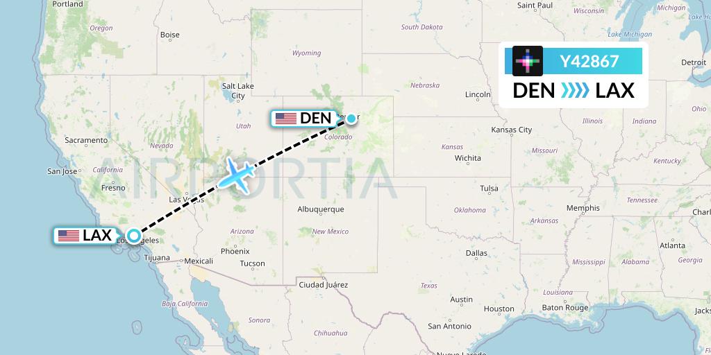 Y42867 Volaris Flight Map: Denver to Los Angeles