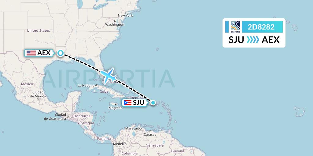 2D8282 Dynamic Airways Flight Map: San Juan to Alexandria