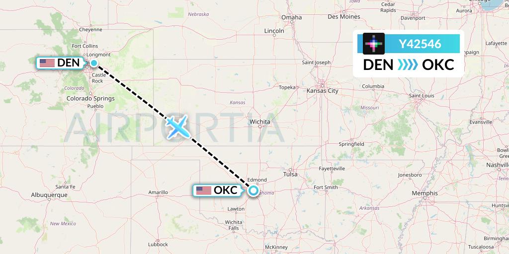 Y42546 Volaris Flight Map: Denver to Oklahoma City