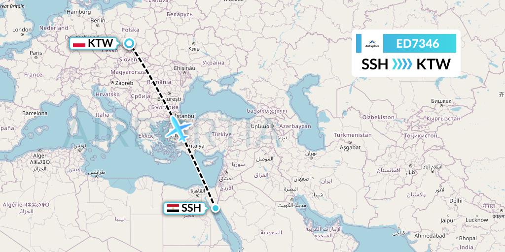 ED7346 AirExplore Flight Map: Sharm el-Sheikh to Katowice