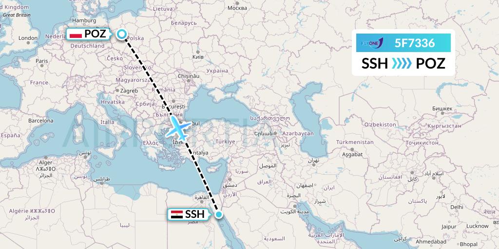 5F7336 Fly One Flight Map: Sharm el-Sheikh to Poznan