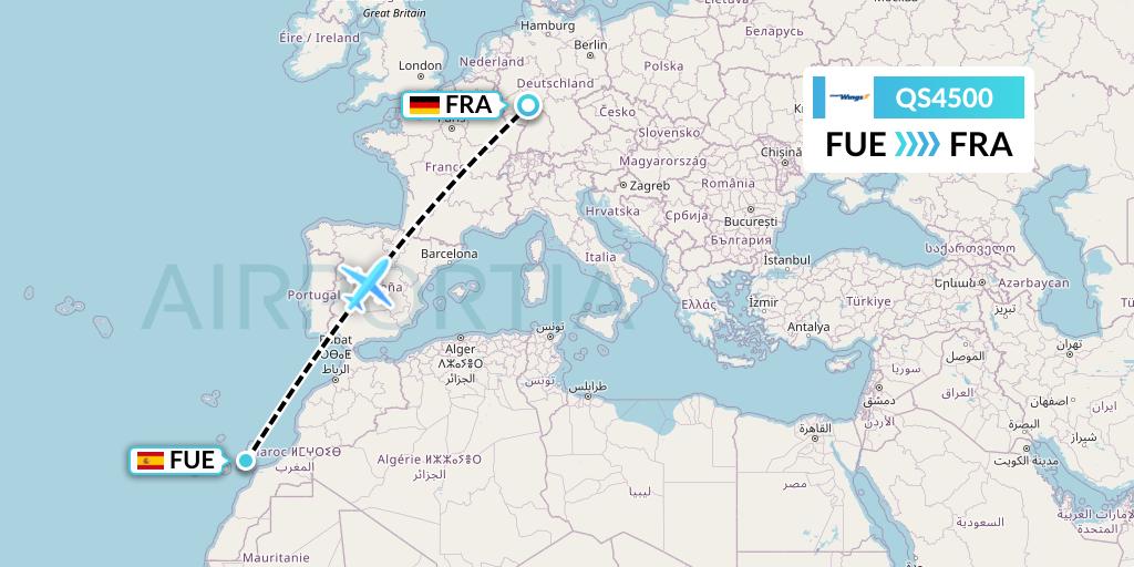 QS4500 Smartwings Flight Map: Fuerteventura to Frankfurt