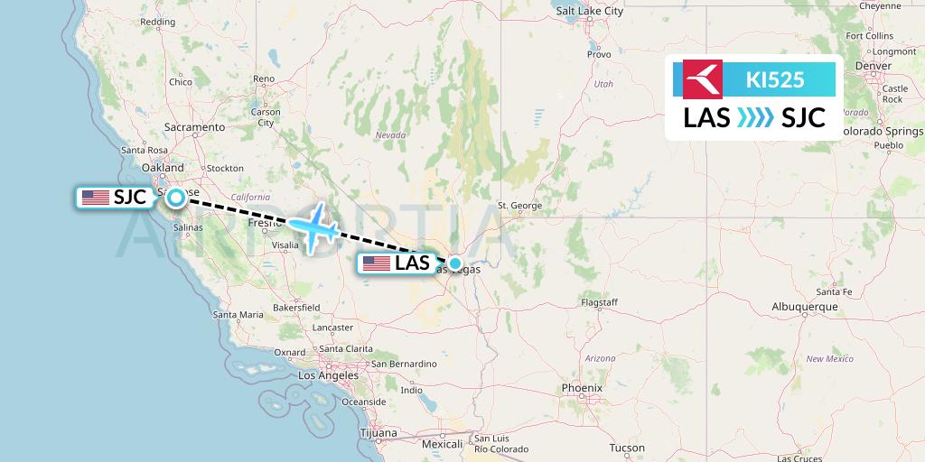 KI525 Krasavia Flight Map: Las Vegas to San Jose