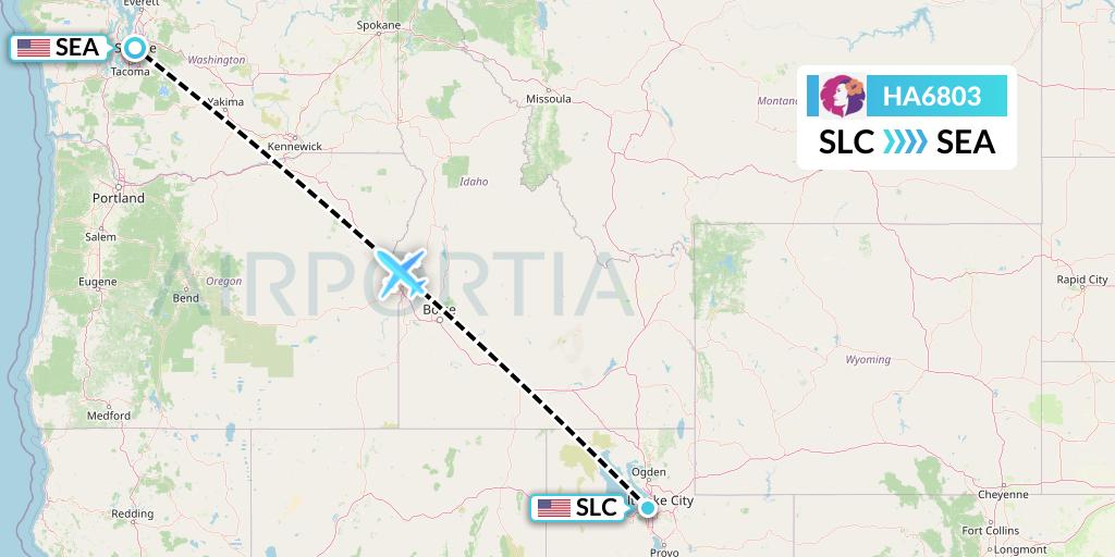HA6803 Hawaiian Airlines Flight Map: Salt Lake City to Seattle
