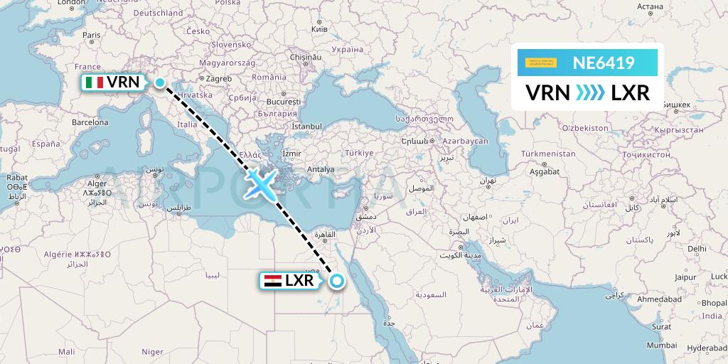 NE6419 Nesma Airlines Flight Map: Verona to Luxor