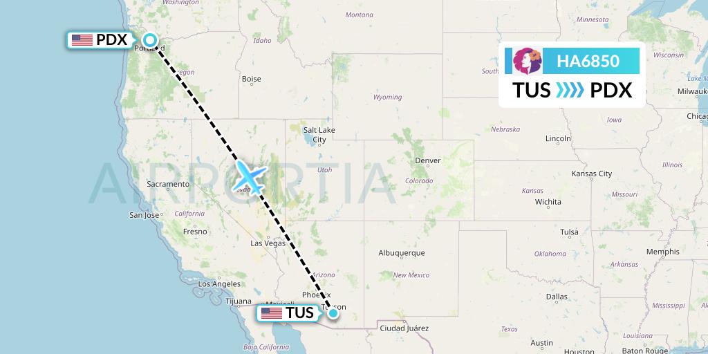 HA6850 Hawaiian Airlines Flight Map: Tucson to Portland